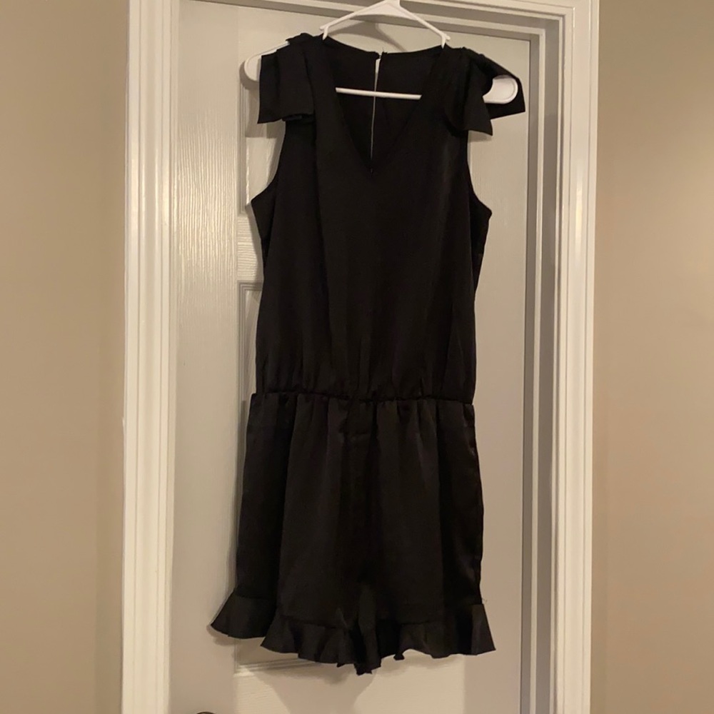 Black silk shirt romper